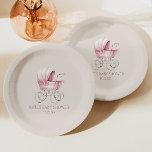 Assiettes En Carton Élégant Pink Vintage Baby shower de transport bébé<br><div class="desc">Ce sont d'élégantes plaques de Baby shower de transport de bébé Vintage rose!</div>
