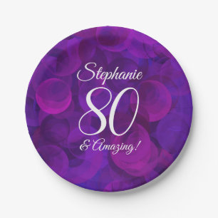 Assiettes En Carton Elégant Purple 80 et fête d'anniversaire Extraor