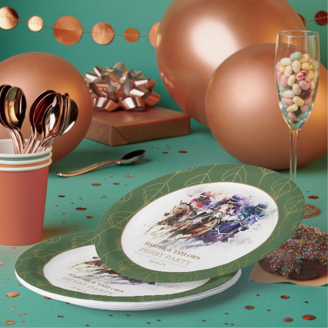 Assiettes En Carton Élégant Race Horse Derby Party équestre (Multi)