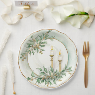 Assiettes En Carton Élégant repas de vacances aux chandelles