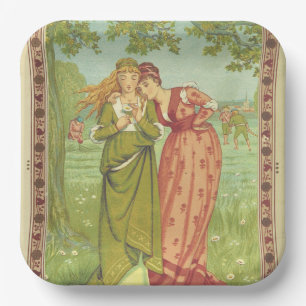 Assiettes En Carton Élégant Romantique Vintage Saint-Valentin, Ère Vic