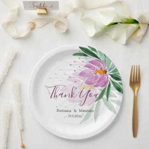 Assiettes En Carton Élégant romantique violet lotus aquarelle Art