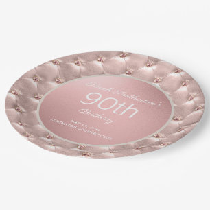 Assiettes En Carton Elégant Rose Rose Gold 90e anniversaire