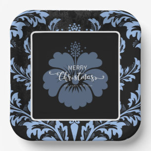 Assiettes En Carton Élégant rouge damassé Noël personnalisé Plaques en