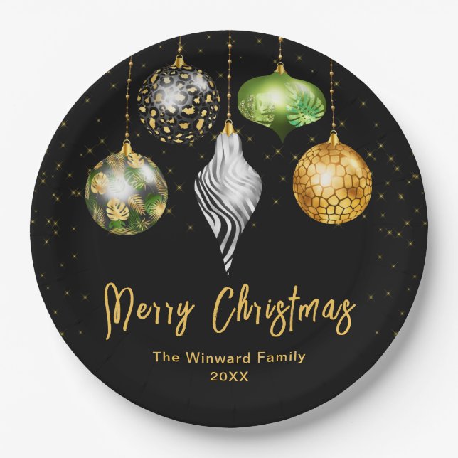 Assiettes En Carton Elegant Safari Theme Ornament Christmas (Devant)