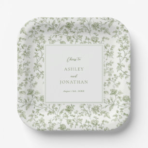 Assiettes En Carton Elegant Sage Chinoiserie Mariage