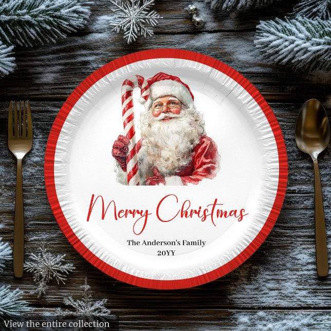 Assiettes En Carton Elegant Santa Claus Traditional Festive Christmas (Elegant Santa Claus Traditional Festive Paper Plate)