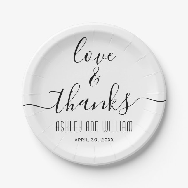 Assiettes En Carton Élégant script cursif mariage de calligraphie (Devant)