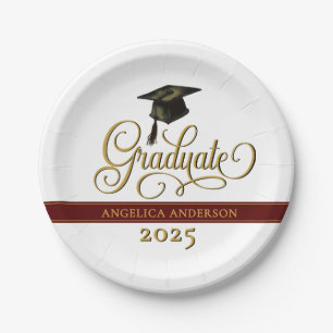 Assiettes En Carton Élégant Script Graduate Plaque en papier