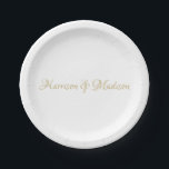 Assiettes En Carton Élégant script noms personnalisés rose Mariage<br><div class="desc">Élégant script noms personnalisés rose Mariage Plaques papier. Noms et date personnalisables.</div>