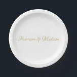 Assiettes En Carton Élégant script noms personnalisés rose Mariage<br><div class="desc">Élégant script noms personnalisés rose Mariage Plaques papier. Noms et date personnalisables.</div>