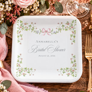 Assiettes En Carton Élégant Shower Mariage Floral Pastel Victorien