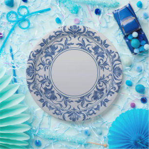 Assiettes En Carton Élégant simple Fleur Bleue Blanche de style chinoi