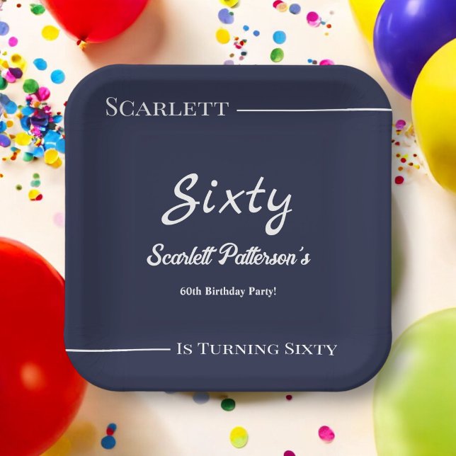 Assiettes En Carton Elégant Simple Marine Bleu Blanc Moderne Anniversa (Créateur téléchargé)