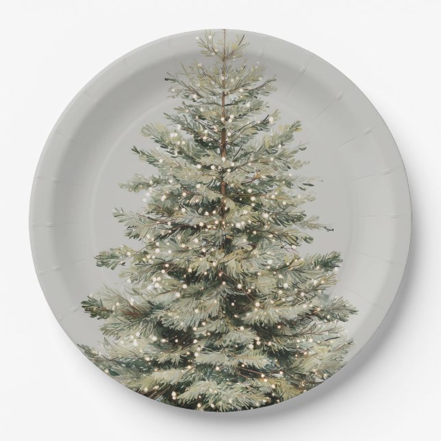 Assiettes En Carton Elegant Sparkling Christmas Tree Paper Plates (Devant)