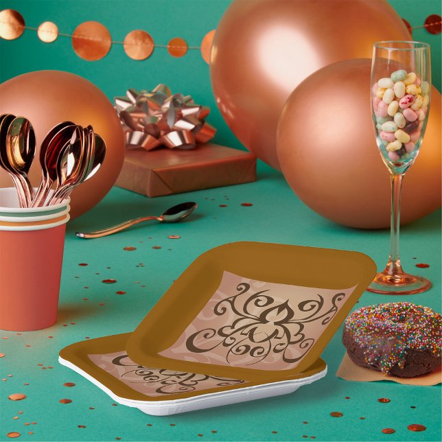 Assiettes En Carton Élégant style de tatouage de torsion tribale (Créateur téléchargé)