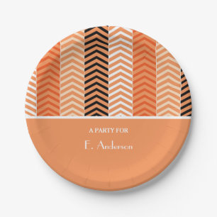 Assiettes En Carton Élégant Style Moderne Orange Chevron Stripes Avec