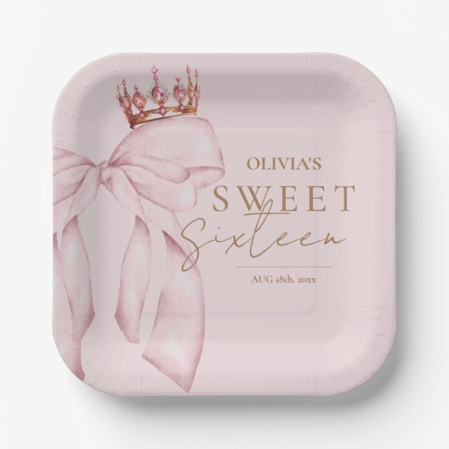 Assiettes En Carton Elegant Sweet Sixteen Birthday (Recto)