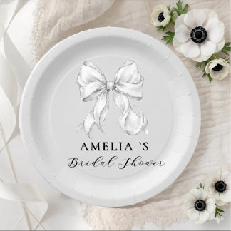 Assiettes En Carton Elegant, tying the knot bridal showePlato de papel