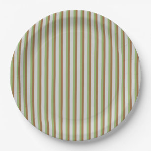 Assiettes En Carton Élégant Vert rayé Retro Vintage moderne