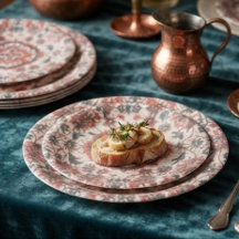 Elegant Vintage Persian Floral Warm Terra-Cotta