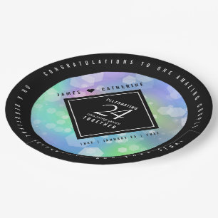 Assiettes En Carton Élégante 24e anniversaire du Mariage Opal