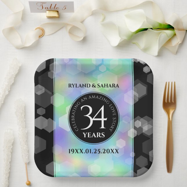 Assiettes En Carton Élégante 34e anniversaire du Mariage Opal (Mariage)