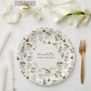 Assiettes En Carton Elégante aquarelle Baby shower de Noël ou d'hiver