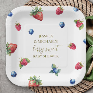 Assiettes En Carton Elégante aquarelle Berry Baby shower doux