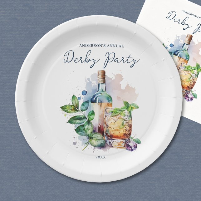 Assiettes En Carton Élégante Aquarelle Derby Plaque papier (Créateur téléchargé)