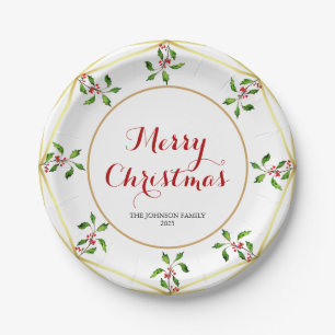 Assiettes En Carton Elégante aquarelle Plaque de papier de Noël Holl