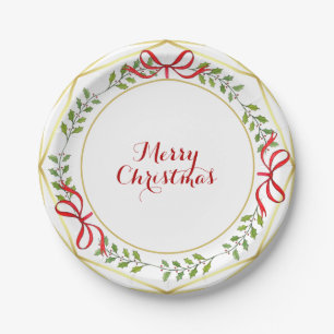 Assiettes En Carton Elégante aquarelle Vacances Noël