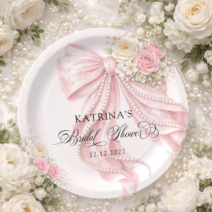Assiettes En Carton Elégante Baby Shower Coquette Mariée