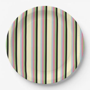 Assiettes En Carton Elégante bande colorée Retro & moderne Girly
