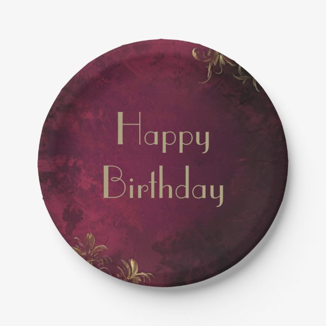 Assiettes En Carton Elégante Bourgogne & Faux Gold (Devant)