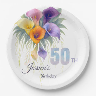Assiettes En Carton Elégante Calla Lily 50e anniversaire Jalon