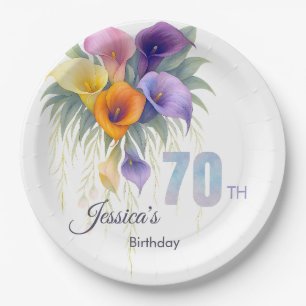 Assiettes En Carton Elégante Calla Lily 70e anniversaire Jalon
