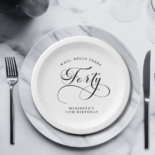 Assiettes En Carton Élégante calligraphie Tourbillonnant fête du 40e a