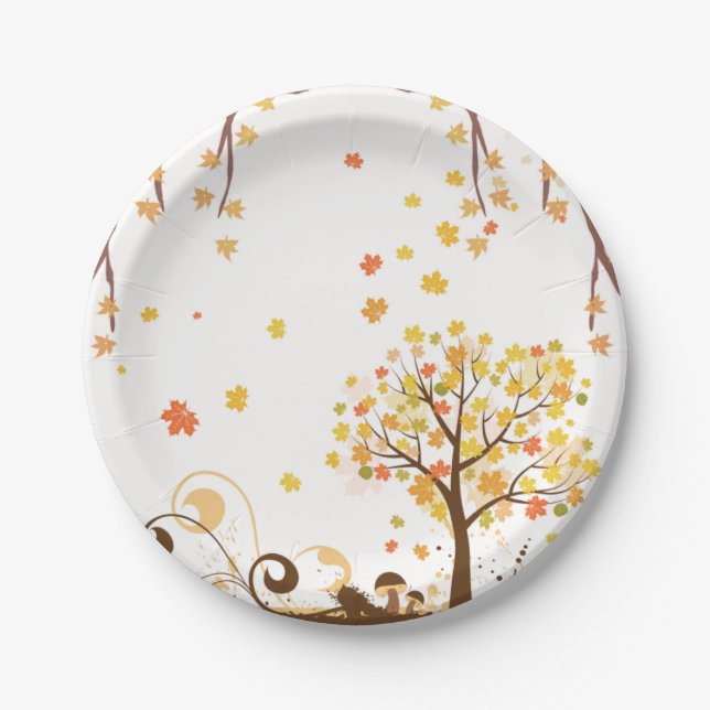 Assiettes En Carton Elégante collection de Mariages floraux d'automne (Devant)