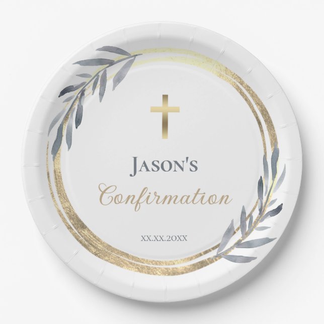 Assiettes En Carton élégante Confirmation (Devant)