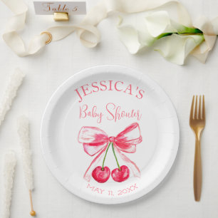 Assiettes En Carton Élégante Coquette Baby shower de la cou rose fille