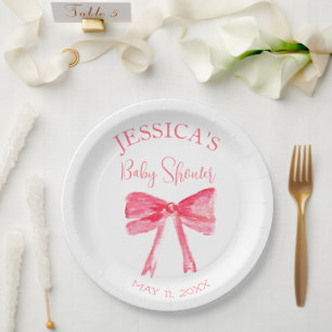 Assiettes En Carton Élégante Coquette Baby shower de la cou rose fille