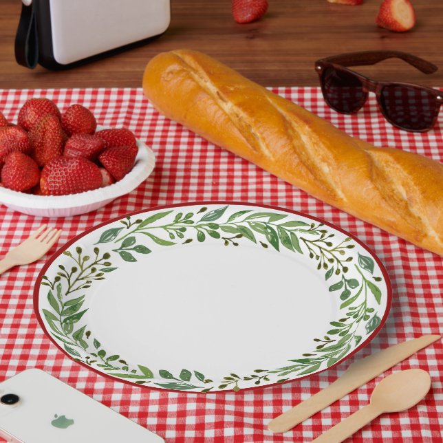 Assiettes En Carton Élégante Courbe De Vacances Simples De Saison (Pique-nique)