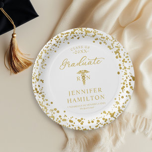 Assiettes En Carton Élégante École d'Infirmière Médicale Diplôme Blanc