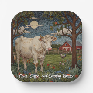 Assiettes En Carton Élégante ferme de vache chic à la campagne