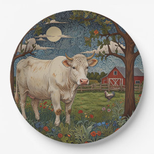 Assiettes En Carton Élégante ferme de vache chic à la campagne