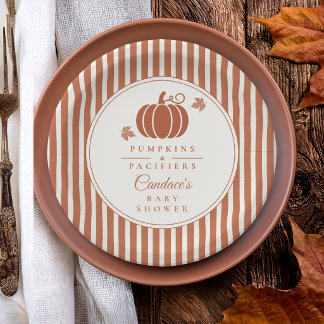 Assiettes En Carton Élégante Fête de Bébé Citrouilles & Tétines