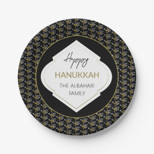Assiettes En Carton Élégante Fête de Hanouka en Or