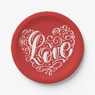 Assiettes En Carton Élégante Fête de l'mariée de coeur Mariage d'a