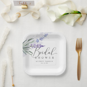 Assiettes En Carton Élégante Fête de Mariage Rustique Lavande